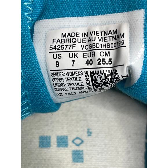 Converse All Star Double Tongue Low Top Sneakers Turquoise Blue and White Size 9 - Picture 5 of 7
